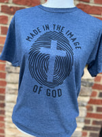 Load image into Gallery viewer, Made In The Image of God on Tultex Heather Navy
