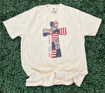 Load image into Gallery viewer, God Bless America Cross on Comfort Colors (Shown on Ivory)
