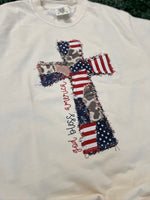Load image into Gallery viewer, God Bless America Cross on Comfort Colors (Shown on Ivory)
