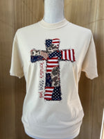 Load image into Gallery viewer, God Bless America Cross on Comfort Colors (Shown on Ivory)
