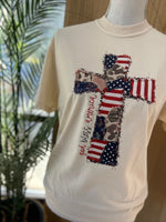 Load image into Gallery viewer, God Bless America Cross on Comfort Colors (Shown on Ivory)
