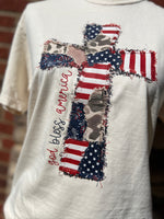 Load image into Gallery viewer, God Bless America Cross on Comfort Colors (Shown on Ivory)
