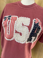 Load image into Gallery viewer, USA Lace on Comfort Colors (Shown on Brick)
