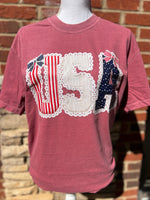 Load image into Gallery viewer, USA Lace on Comfort Colors (Shown on Brick)
