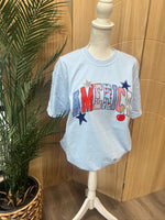 Load image into Gallery viewer, AMERICA Patchwork on Comfort Colors (Shown on Chambray)

