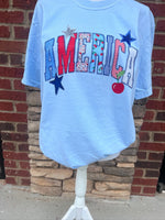 Load image into Gallery viewer, AMERICA Patchwork on Comfort Colors (Shown on Chambray)
