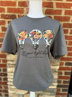 Load image into Gallery viewer, Let Your Light Shine Lightbulb Trio on Gildan Softstyle Charcoal
