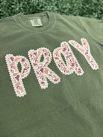 Load image into Gallery viewer, Camo and Lace PRAY on Comfort Colors (Shown on Hemp)

