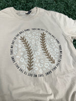 Load image into Gallery viewer, Take Me Out To The Ballgame Leopard Baseball on Gildan Softstyle Sand
