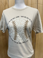 Load image into Gallery viewer, Take Me Out To The Ballgame Leopard Baseball on Gildan Softstyle Sand
