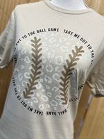 Load image into Gallery viewer, Take Me Out To The Ballgame Leopard Baseball on Gildan Softstyle Sand
