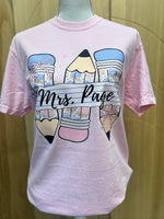 Load image into Gallery viewer, Custom Name Pencil Trio Teacher Tee on Comfort Colors (Shown on Blossom)

