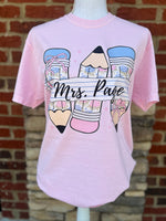 Load image into Gallery viewer, Custom Name Pencil Trio Teacher Tee on Comfort Colors (Shown on Blossom)
