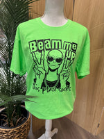 Load image into Gallery viewer, Beam Me Up on Port &amp; Co Beach Wash Neon Green
