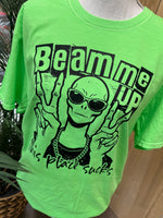 Load image into Gallery viewer, Beam Me Up on Port &amp; Co Beach Wash Neon Green
