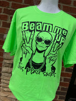 Load image into Gallery viewer, Beam Me Up on Port &amp; Co Beach Wash Neon Green
