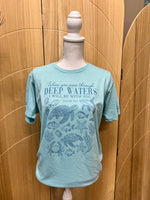 Load image into Gallery viewer, When You Pass Through Deep Waters I Will Be With You on Purist Blue
