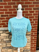 Load image into Gallery viewer, When You Pass Through Deep Waters I Will Be With You on Purist Blue
