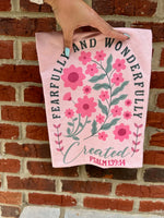 Load image into Gallery viewer, Fearfully And Wonderfully Created on Tultex Heather Peach
