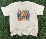 Load image into Gallery viewer, Teacher Colorful Crayons on White or Ash Gray
