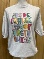 Load image into Gallery viewer, Teacher Alphabet on Ash Gray Tee
