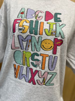 Load image into Gallery viewer, Teacher Alphabet on Ash Gray Tee
