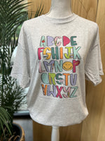 Load image into Gallery viewer, Teacher Alphabet on Ash Gray Tee
