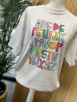 Load image into Gallery viewer, Teacher Alphabet on Ash Gray Tee
