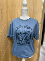 Load image into Gallery viewer, God's Glory Is Displayed on Gildan Softstyle Heather Indigo
