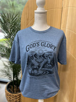 Load image into Gallery viewer, God's Glory Is Displayed on Gildan Softstyle Heather Indigo
