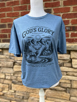 Load image into Gallery viewer, God's Glory Is Displayed on Gildan Softstyle Heather Indigo
