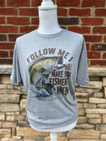 Load image into Gallery viewer, Follow Me Fish on Tultex Heather Gray
