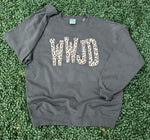 Load image into Gallery viewer, Leopard WWJD on Beach Wash Pewter Sweatshirt

