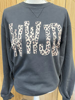 Load image into Gallery viewer, Leopard WWJD on Beach Wash Pewter Sweatshirt
