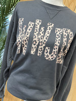 Load image into Gallery viewer, Leopard WWJD on Beach Wash Pewter Sweatshirt
