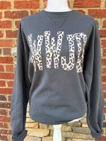 Load image into Gallery viewer, Leopard WWJD on Beach Wash Pewter Sweatshirt

