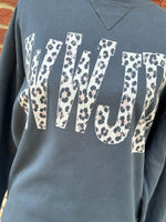 Load image into Gallery viewer, Leopard WWJD on Beach Wash Pewter Sweatshirt
