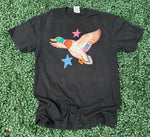 Load image into Gallery viewer, Front/Back I'll Fly Away Duck on Beach Wash Black

