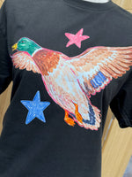Load image into Gallery viewer, Front/Back I'll Fly Away Duck on Beach Wash Black

