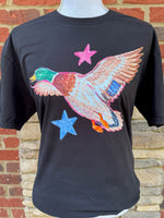 Load image into Gallery viewer, Front/Back I'll Fly Away Duck on Beach Wash Black
