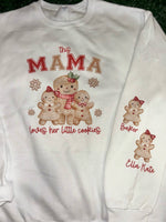 Load image into Gallery viewer, This Mama Loves Her Little Cookies Customizable Sweatshirt with Optional Names on Sleeve on Cream
