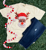 Load image into Gallery viewer, Faux Yarn Reindeer on Comfort Colors (Shown on Ivory)
