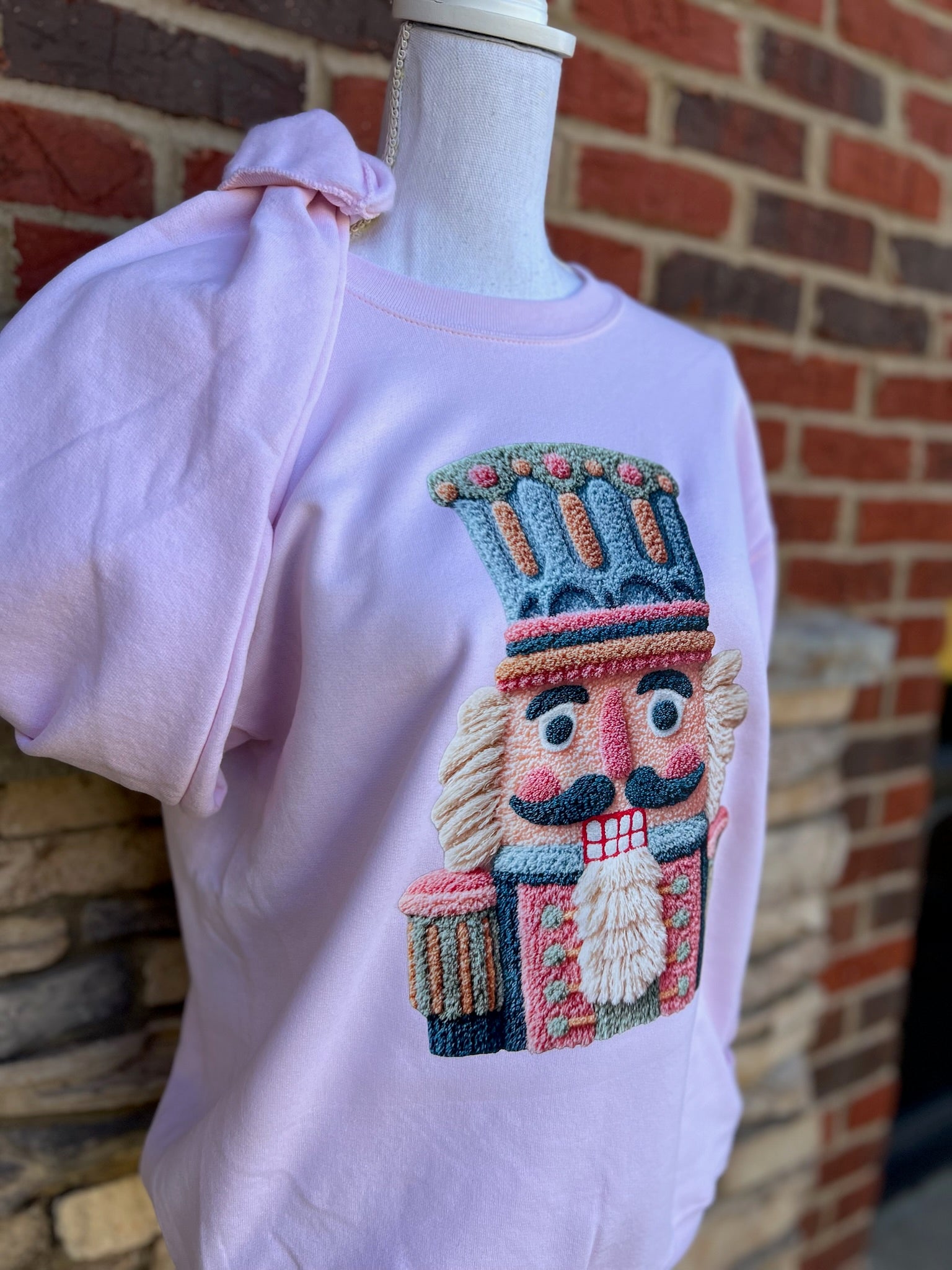 Nutcracker Sweatshirt on Light Pink