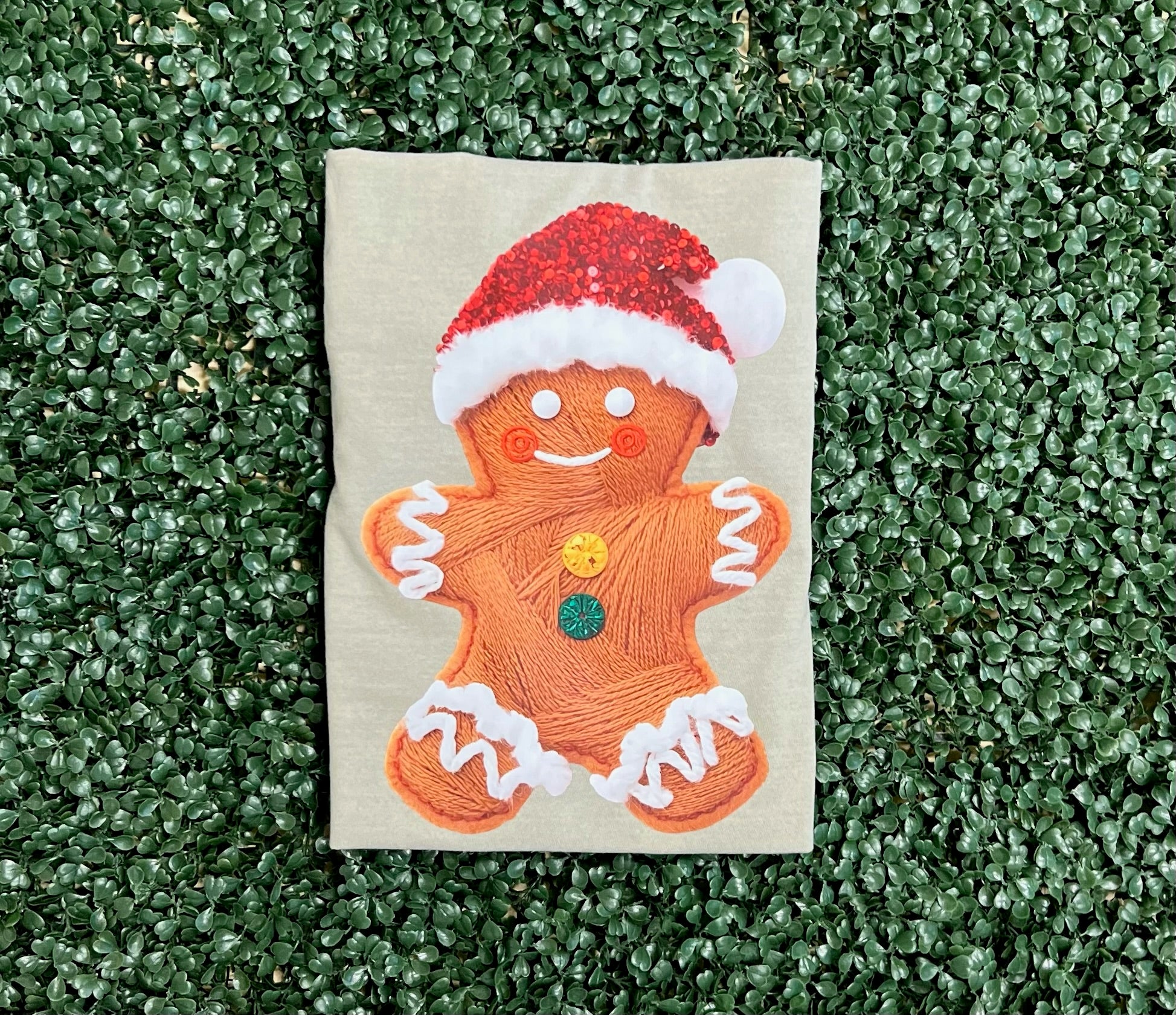 Faux Yarn Gingerbread on Comfort Colors (Shown on Sandstone)
