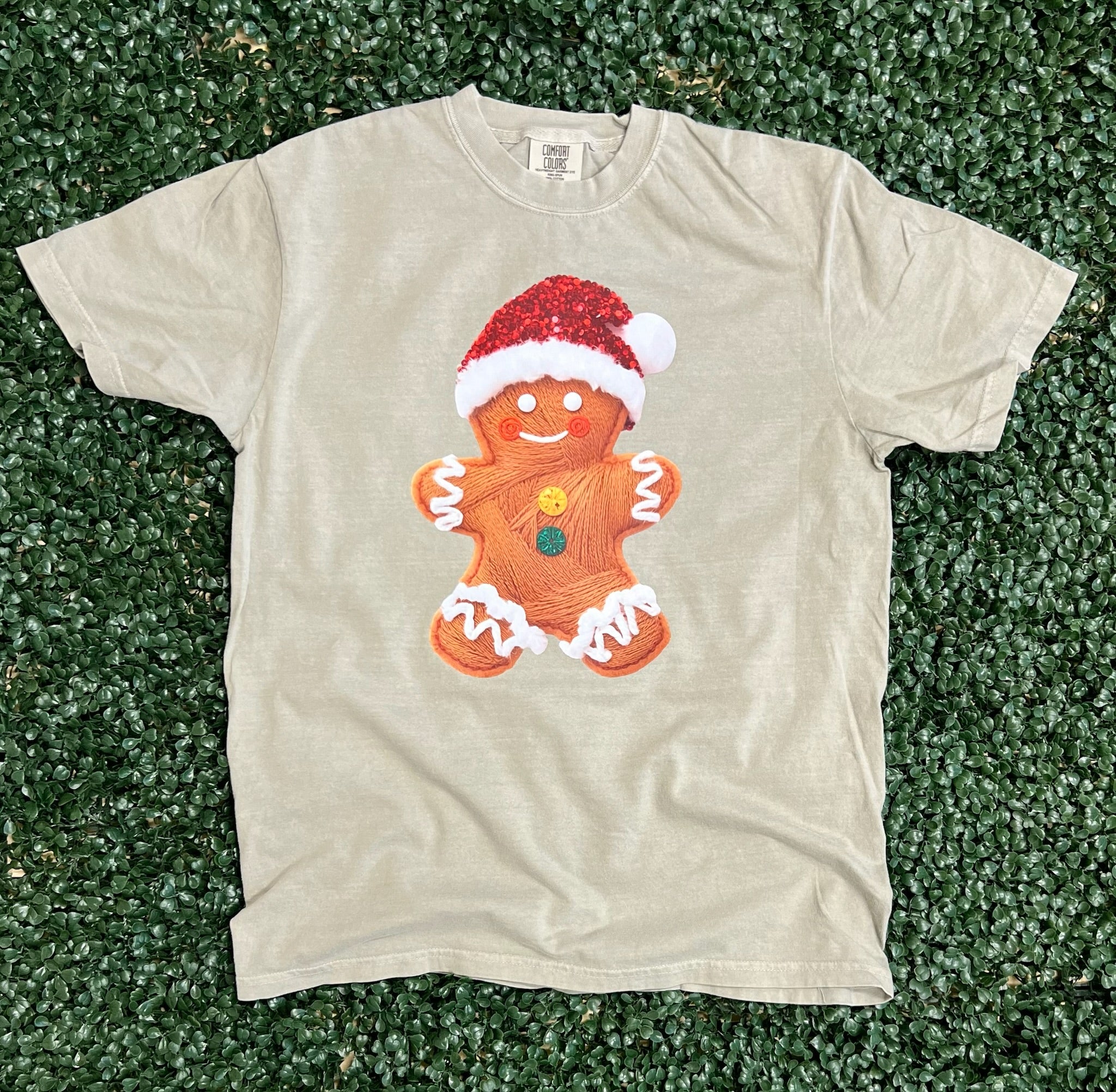 Faux Yarn Gingerbread on Comfort Colors (Shown on Sandstone)