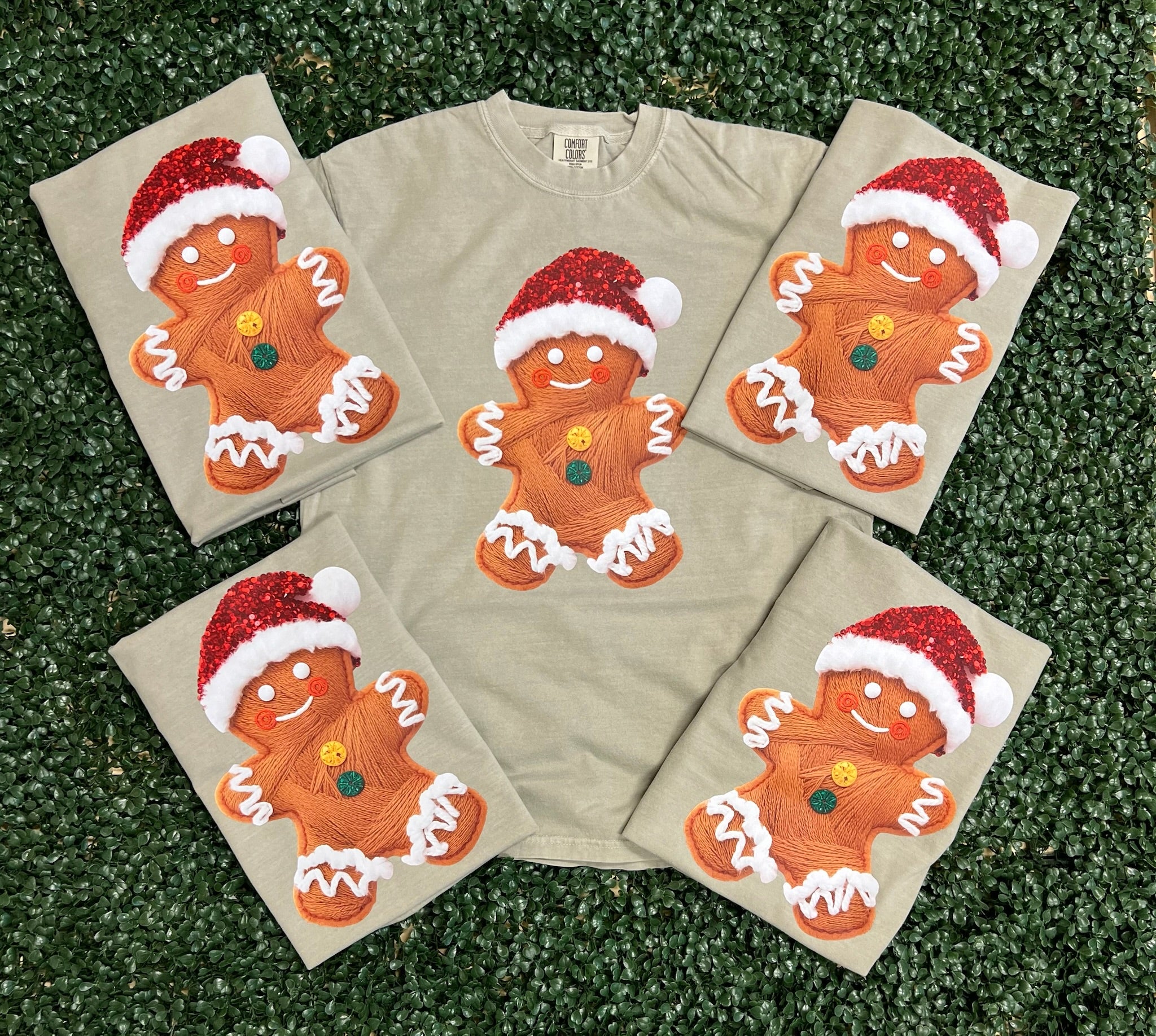 Faux Yarn Gingerbread on Comfort Colors (Shown on Sandstone)