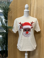 Load image into Gallery viewer, Faux Yarn Reindeer on Comfort Colors (Shown on Ivory)
