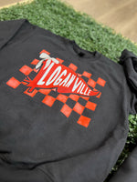 Load image into Gallery viewer, Loganville Pennant Flag with Checkered Background on Black
