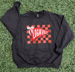 Load image into Gallery viewer, Loganville Pennant Flag with Checkered Background on Black
