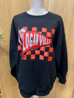 Load image into Gallery viewer, Loganville Pennant Flag with Checkered Background on Black
